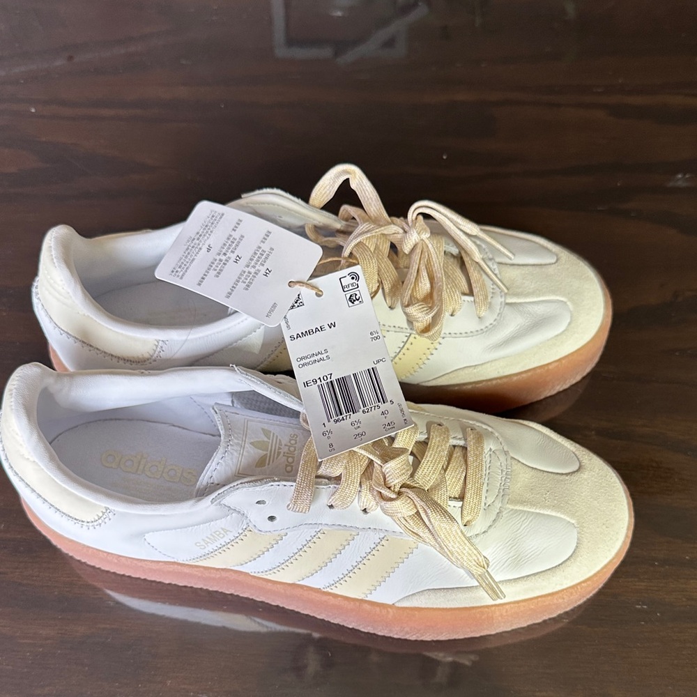 Adidas Women's Cream and Tan Sneakers